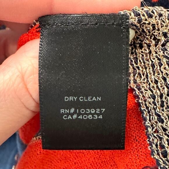 🆕 MARC JACOBS | Navy & Red Striped Polka Dot Metallic Lightweight Top | Small - Picture 7 of 7